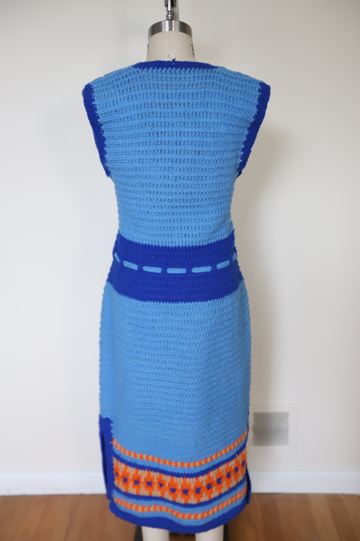 1960s Knit Crochet Blanket Dress