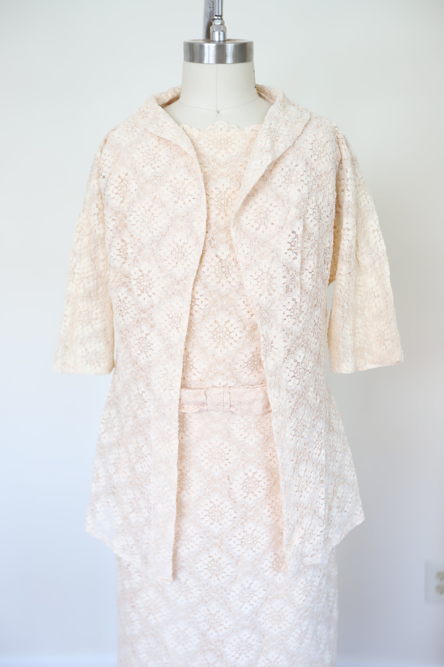 1950s Lace Wiggle Bridal Dress with Matching Jacket