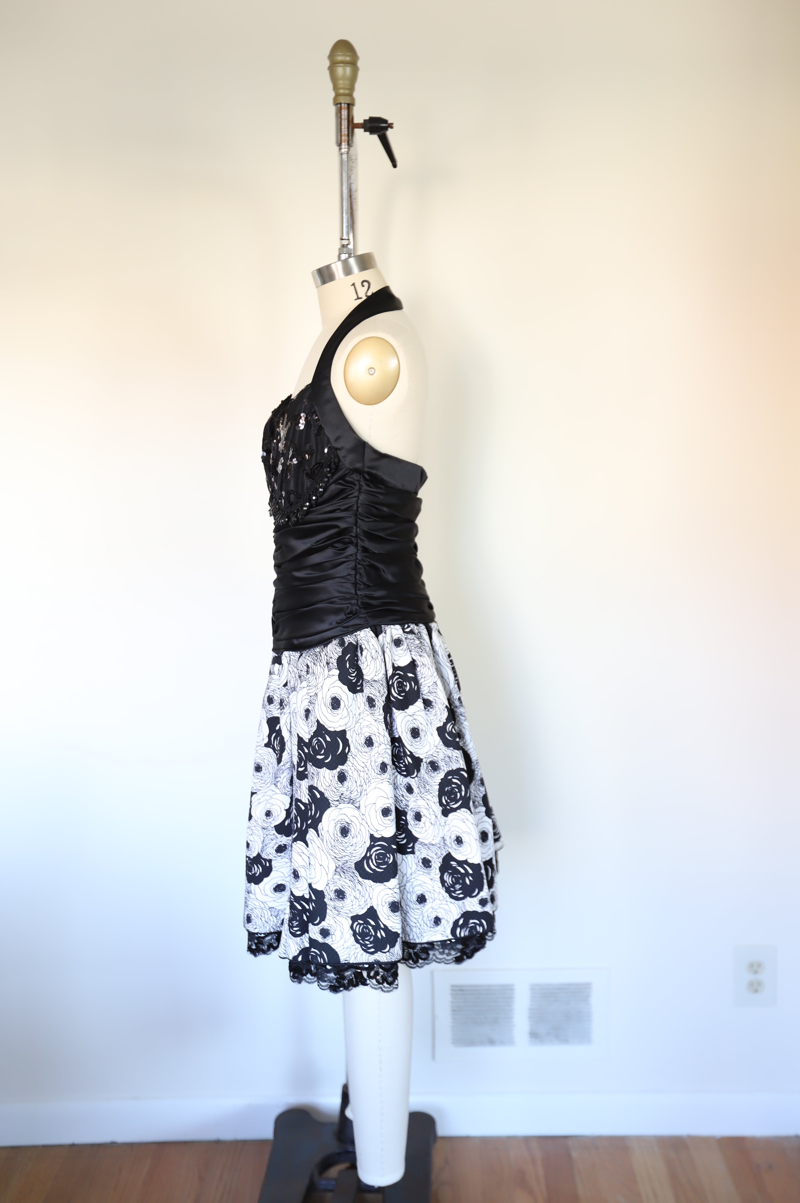 80s Vintage Rock-ability Floral Quilted Petticoat Halter Dress