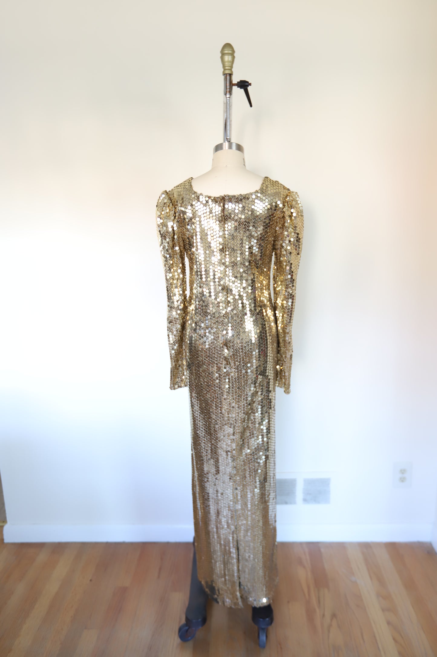 1970s Vintage Puff Sleeve Maxi Dress