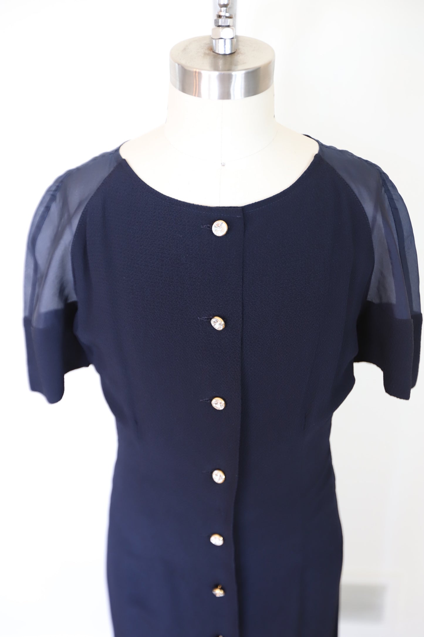90s Valentino Sheer Top Button Dress