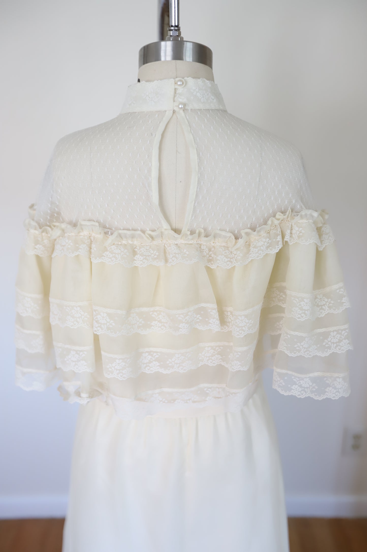 1960s Lace Sheer Caplet Bridal Dress