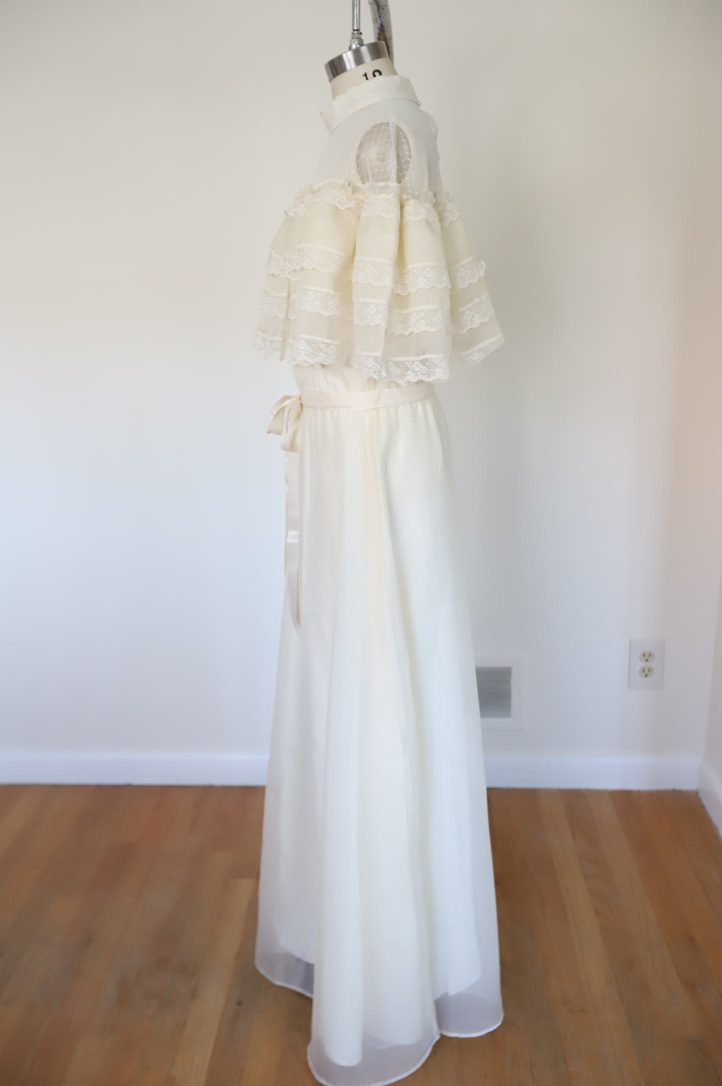 1960s Lace Sheer Caplet Bridal Dress