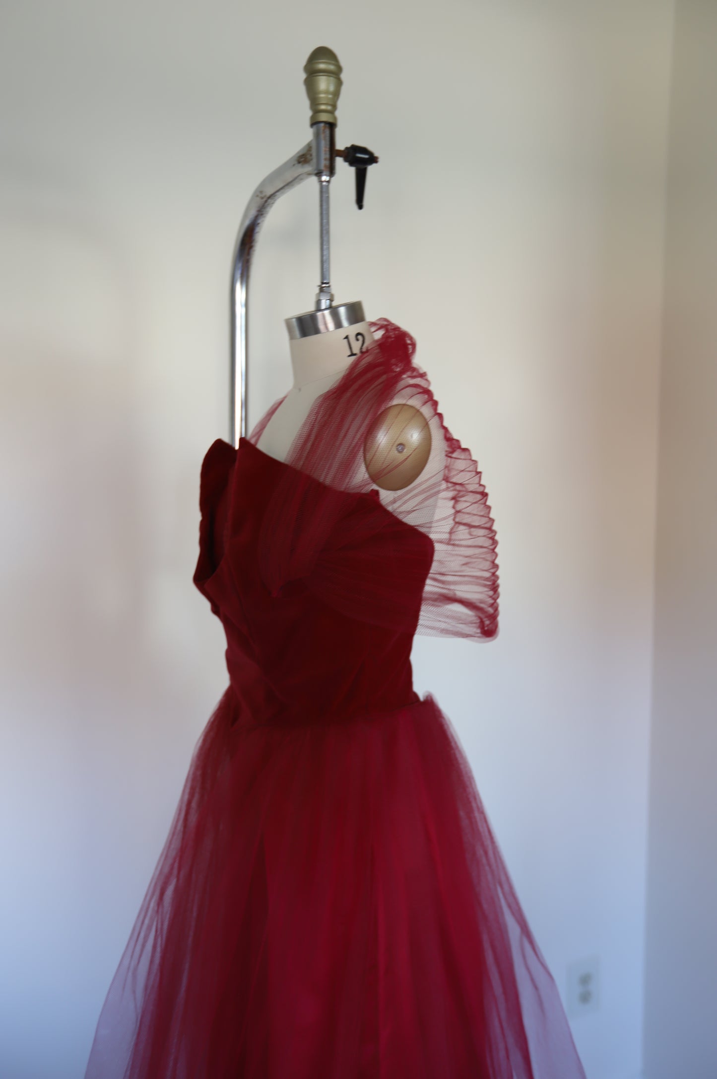 1950s Vintage Strapless Tulle Shawl Dress