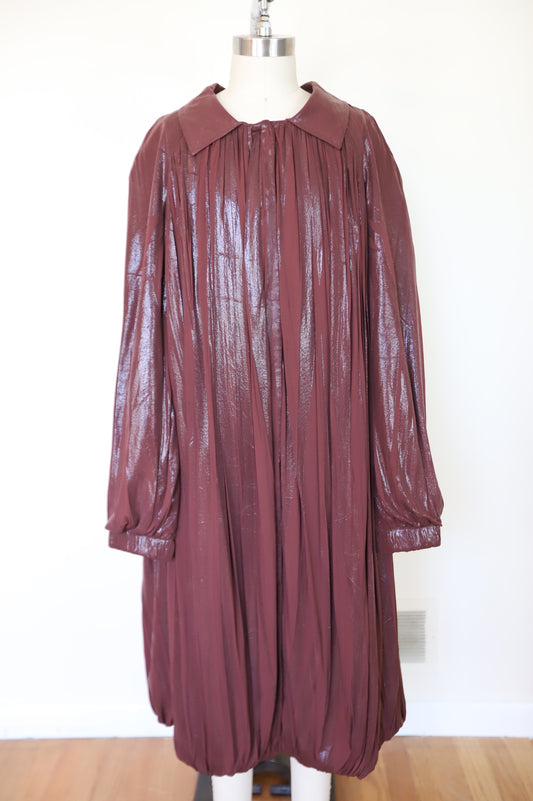 Alberta Ferretti Pleated Long Sleeve Balloon Dress 8-10