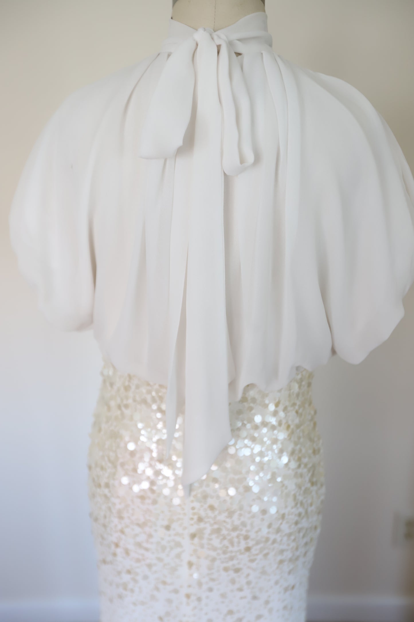 Vintage Mignon Silk Drape Sequin Bridal Gown