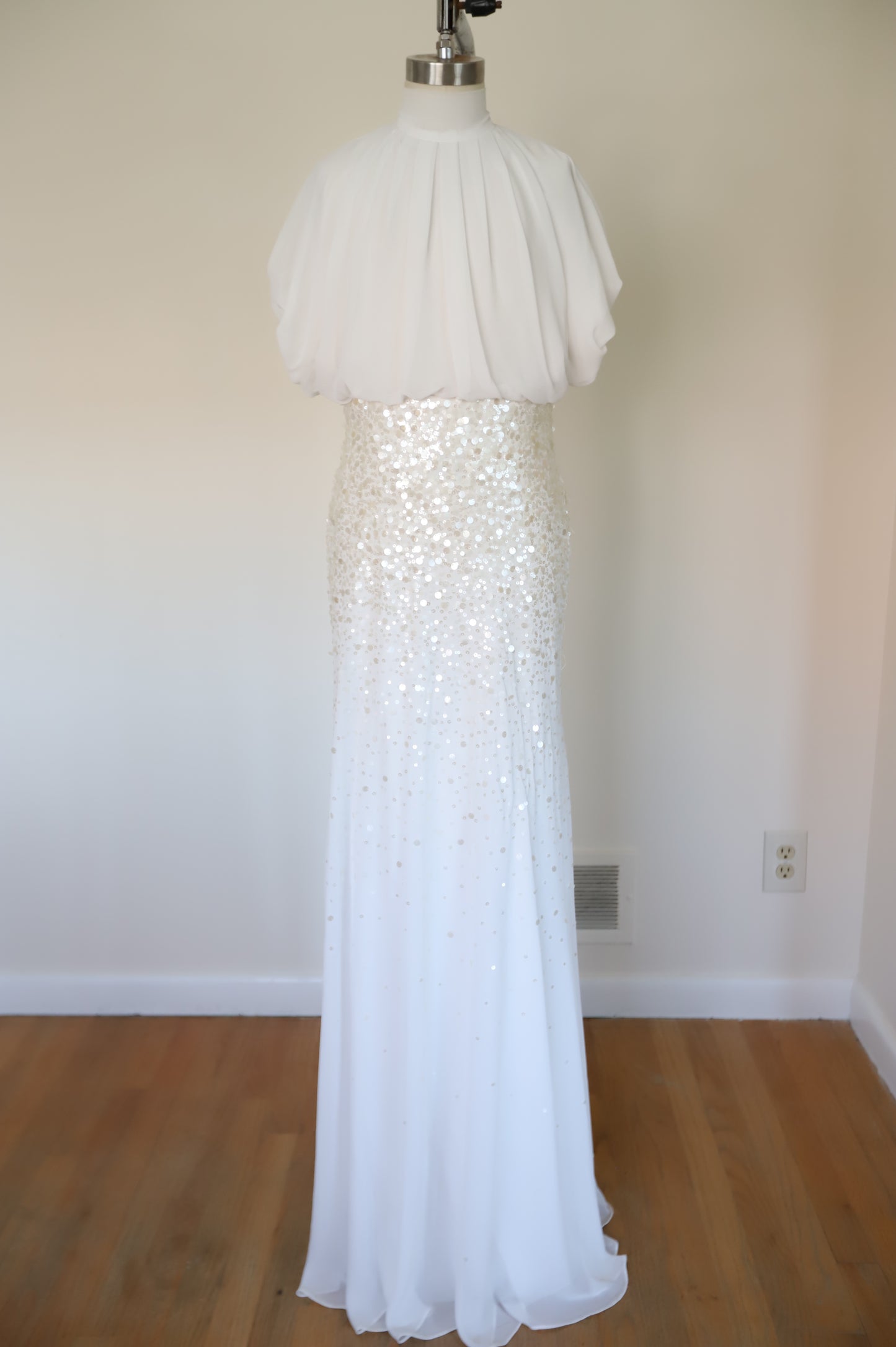 Vintage Mignon Silk Drape Sequin Bridal Gown