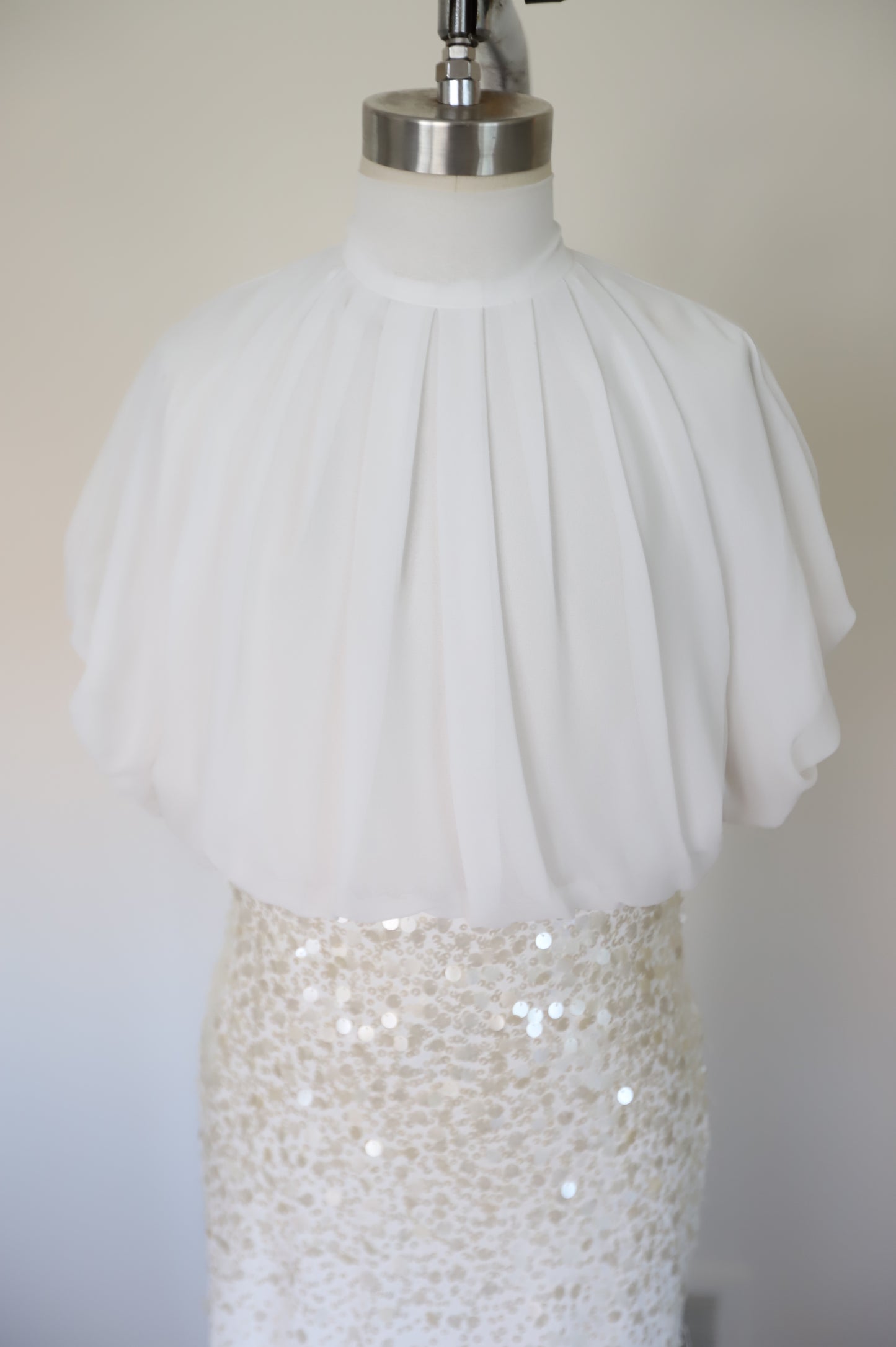 Vintage Mignon Silk Drape Sequin Bridal Gown