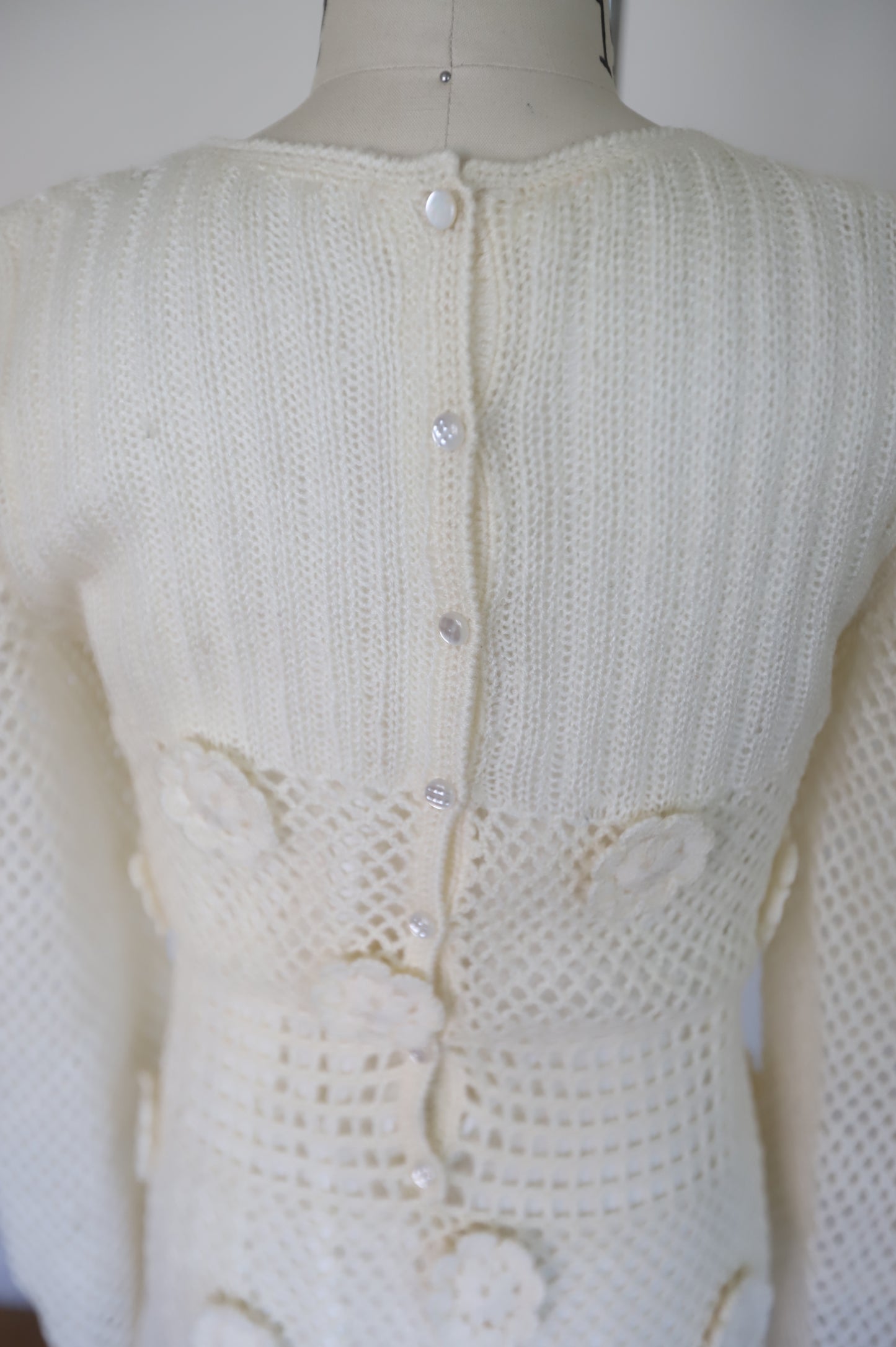 1960s Handmade Flower Crochet Bridal Dress