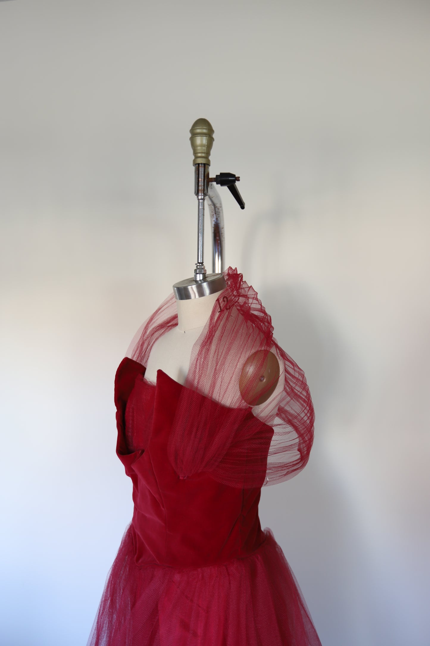 1950s Vintage Strapless Tulle Shawl Dress