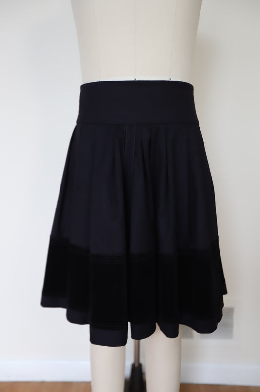2000s Gucci Wool and Velvet Pleated Mini Skirt