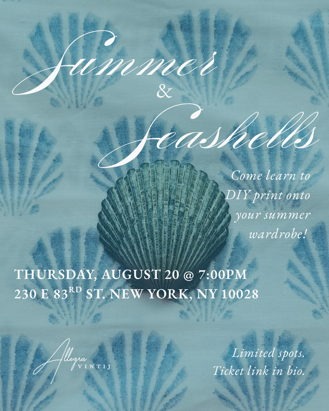 Summer and Seashells – DIY Block Printing Event
