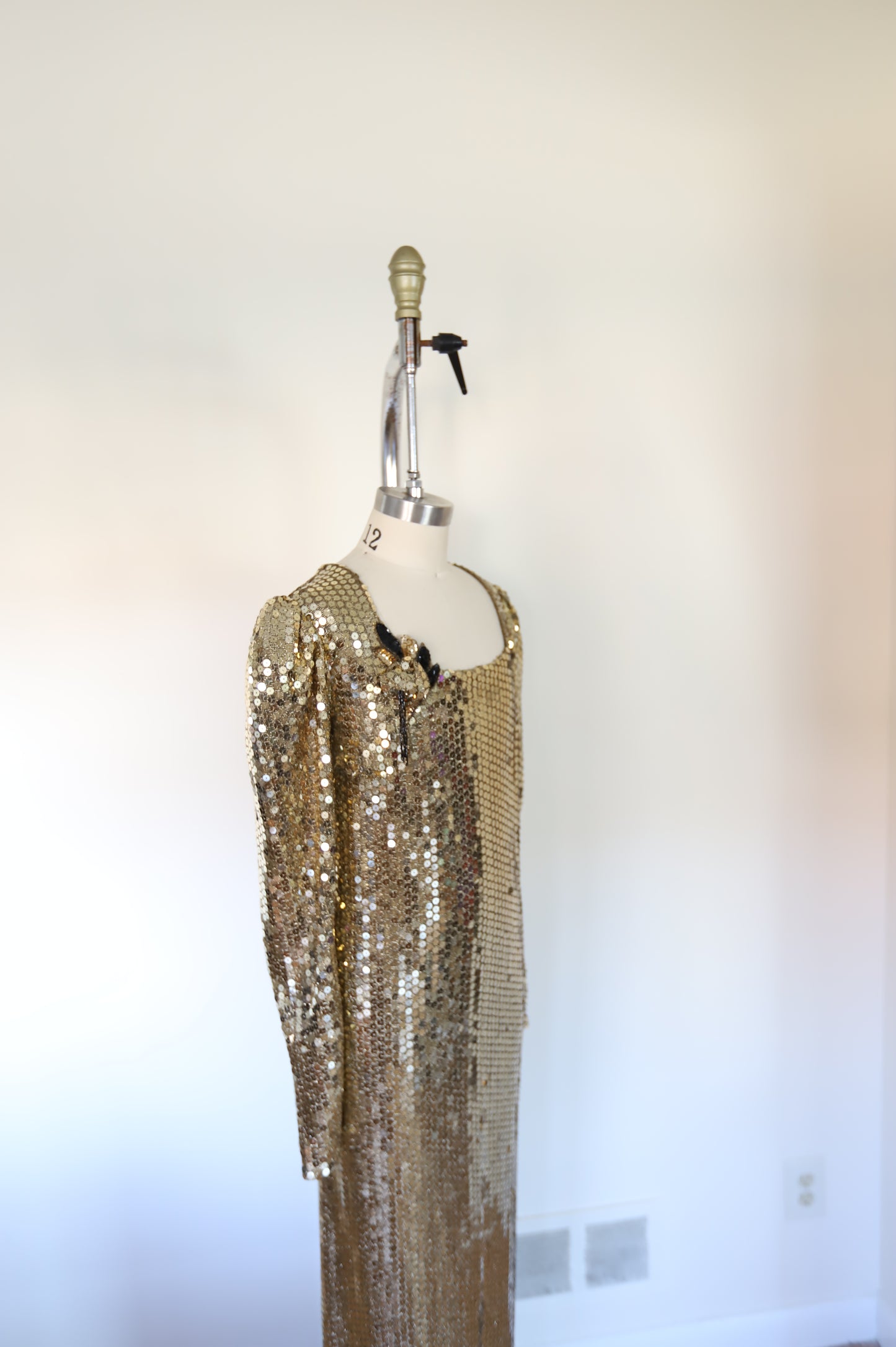 1970s Vintage Puff Sleeve Maxi Dress