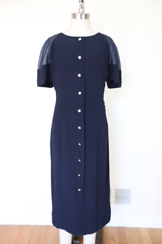 90s Valentino Sheer Top Button Dress