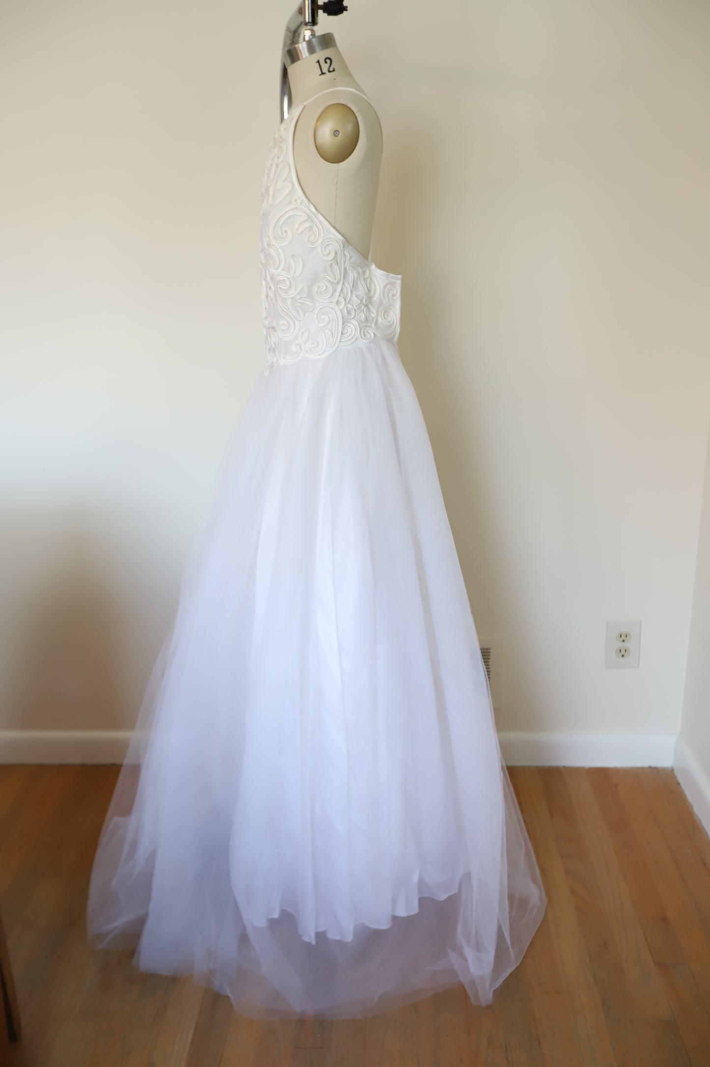 80s Tulle Open Back Bridal Gown