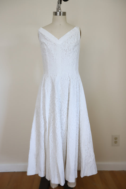 1950s Johnny Hebert Lace A Line Bow Tie Dress