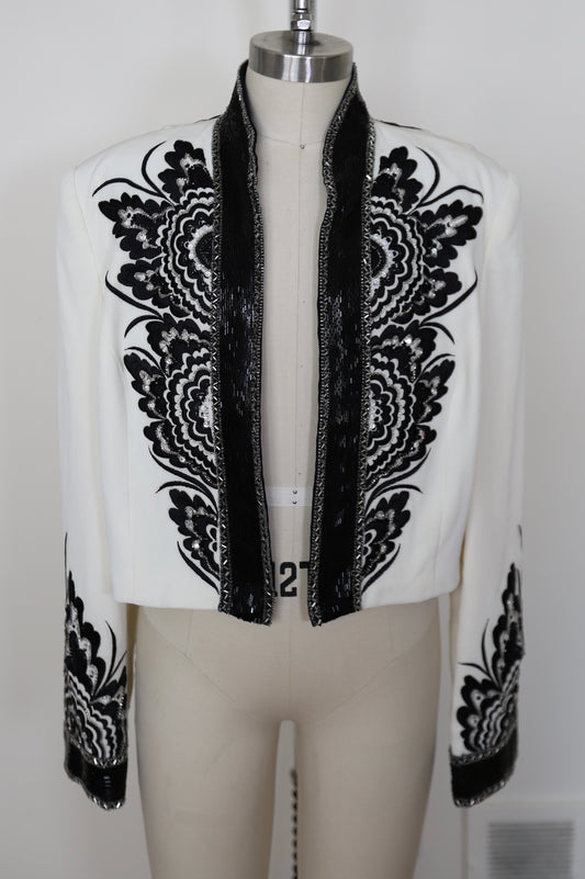1980's Bob Mackie Beaded Embroidered Cropped Bridal Bolero