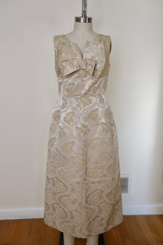 1950's Brocade Silk Wiggle Dress