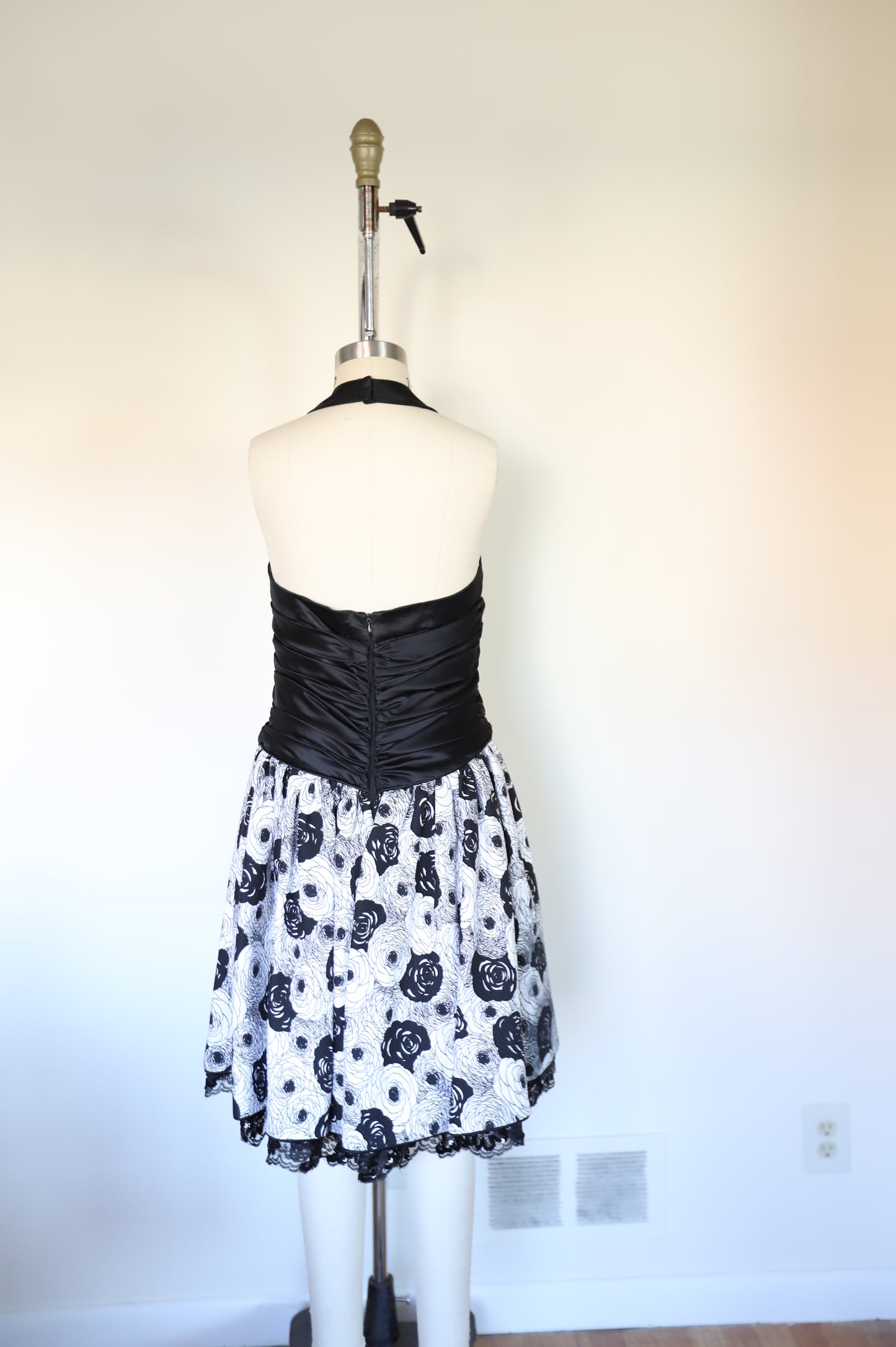 80s Vintage Rock-ability Floral Quilted Petticoat Halter Dress