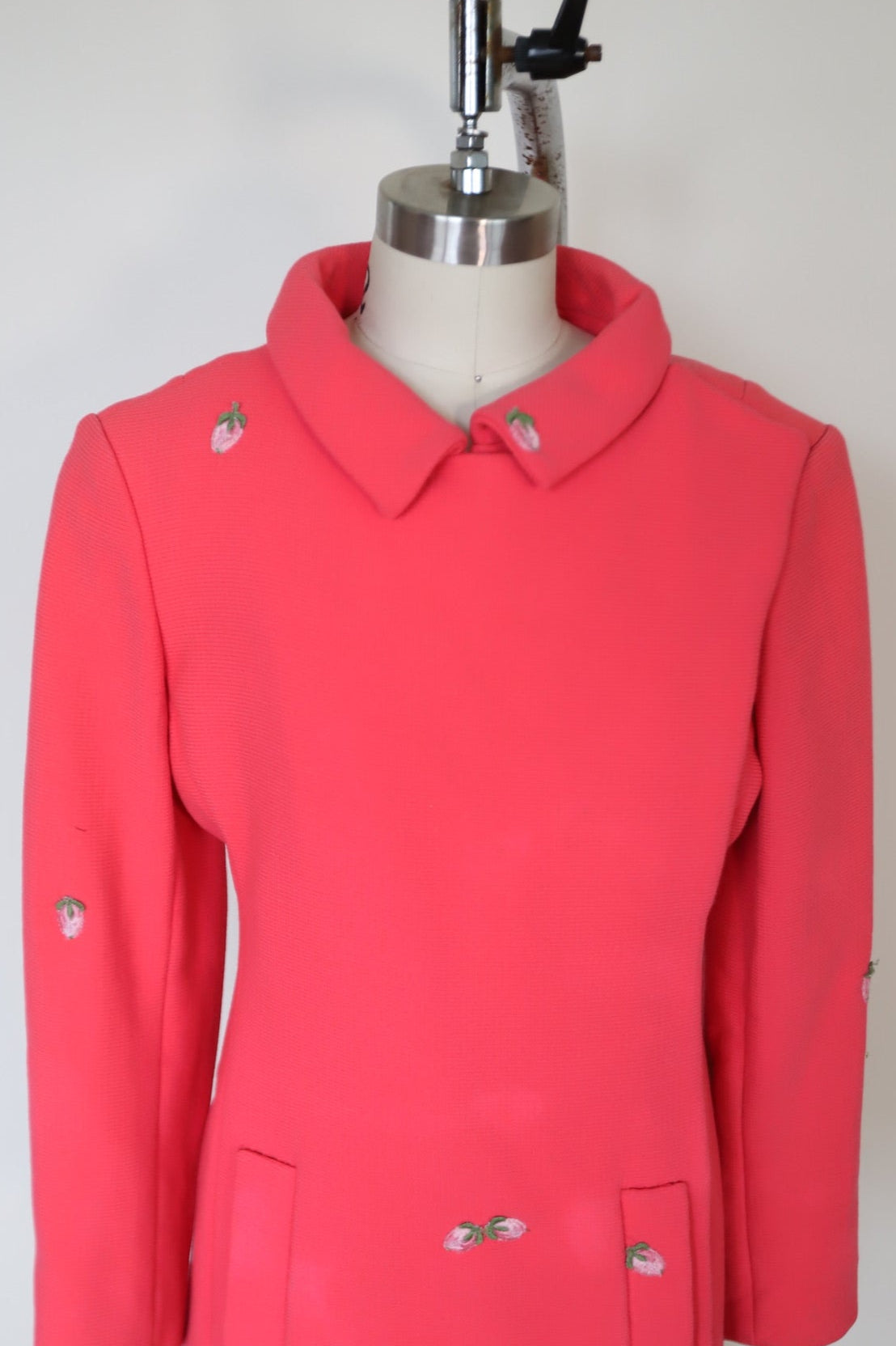 1960s Silk and Wool Asymmetrical Strawberry Embroidered Blazer