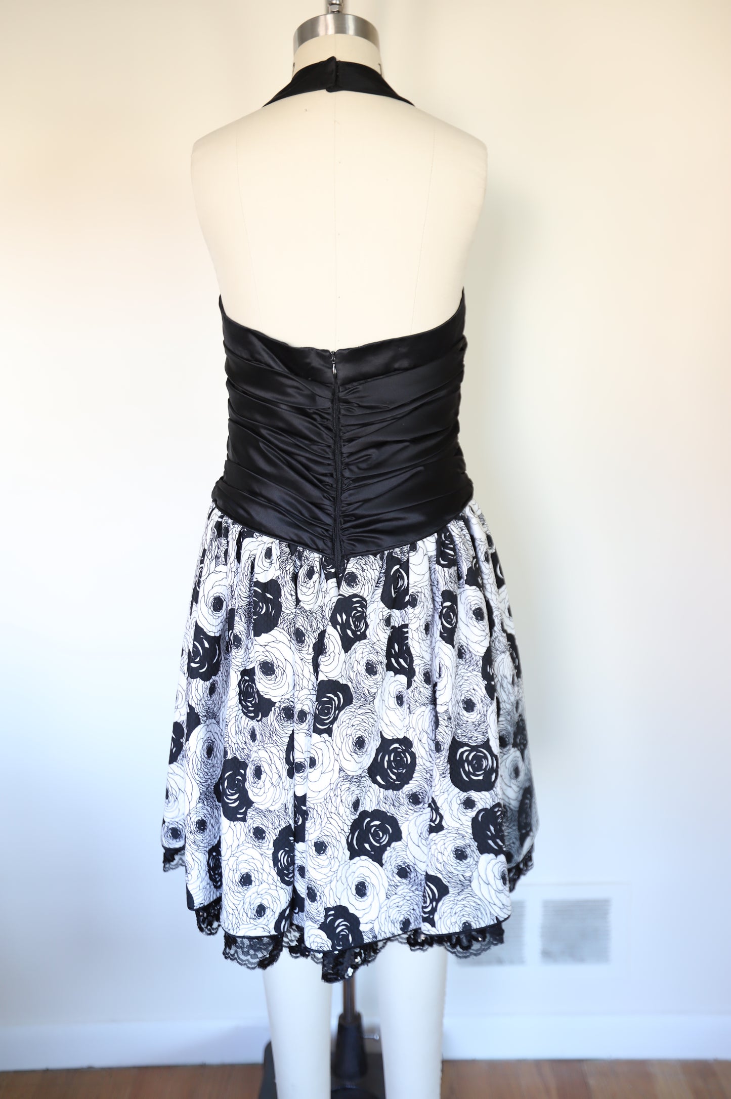 80s Vintage Rock-ability Floral Quilted Petticoat Halter Dress