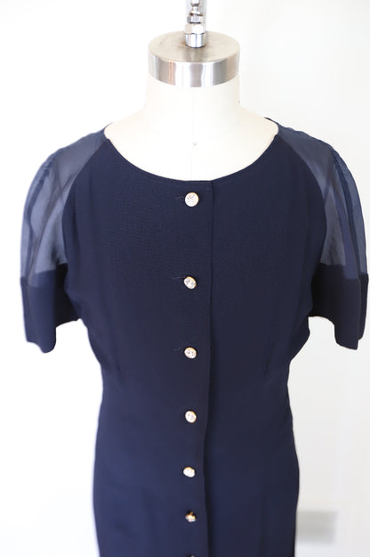 90s Valentino Sheer Top Button Dress
