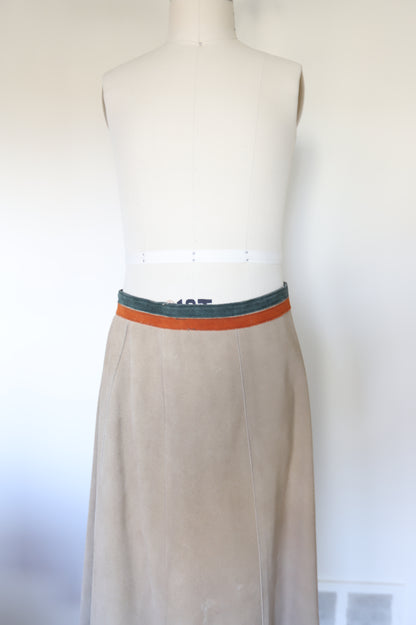 1970s Vintage Two Piece Suede Two Tone Skirt Set