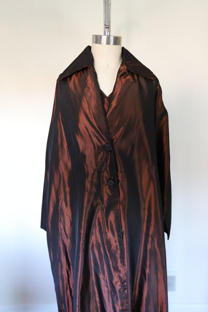 80s Vintage Bronze Taffeta Jumpsuit With Swing Jacket