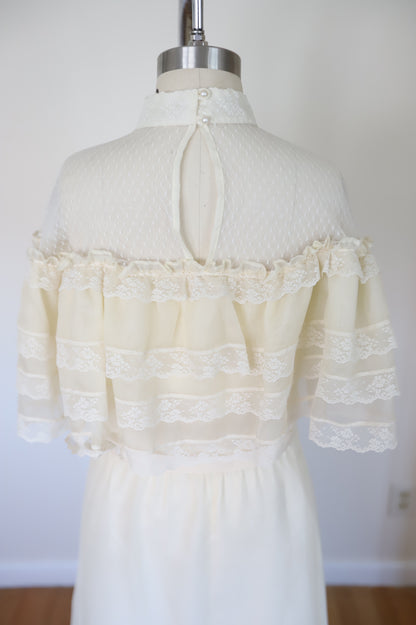 1960s Lace Sheer Caplet Bridal Dress