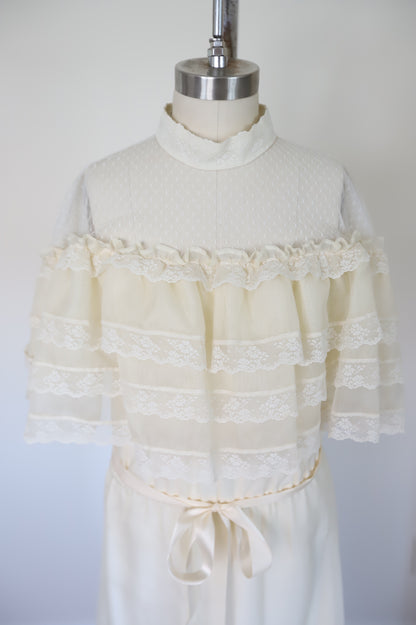 1960s Lace Sheer Caplet Bridal Dress
