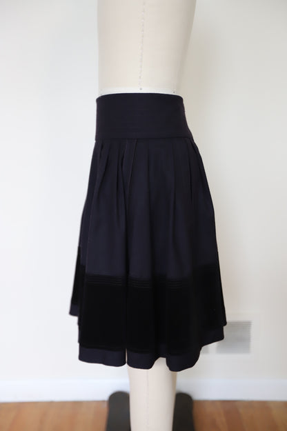 2000s Gucci Wool and Velvet Pleated Mini Skirt