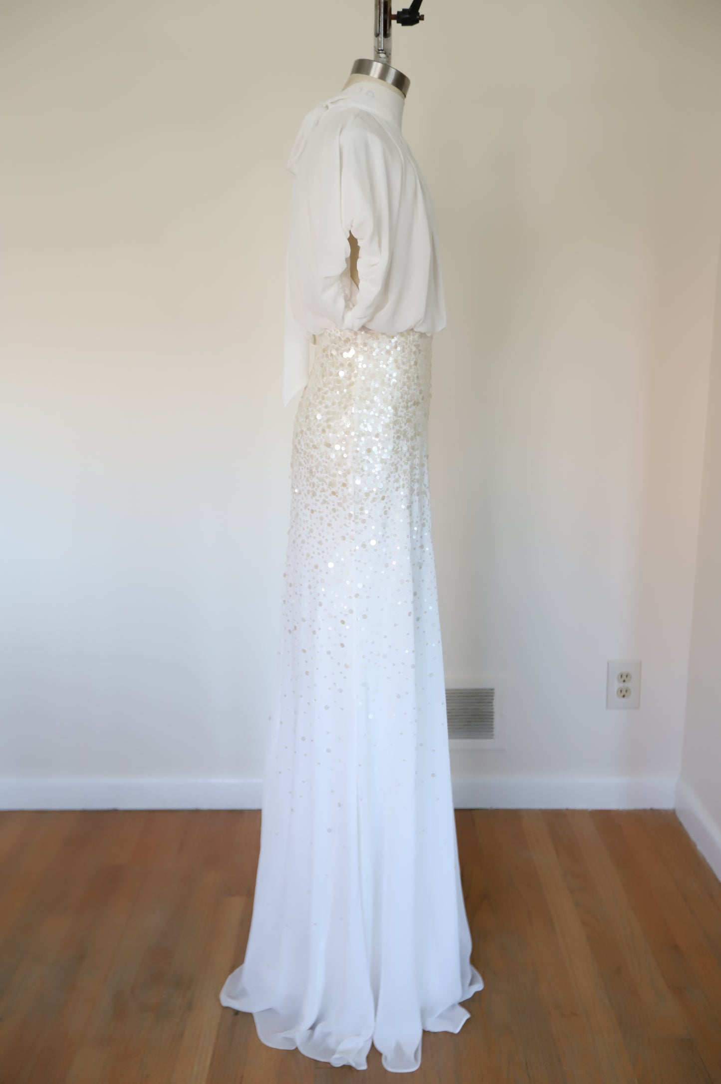 Vintage Mignon Silk Drape Sequin Bridal Gown