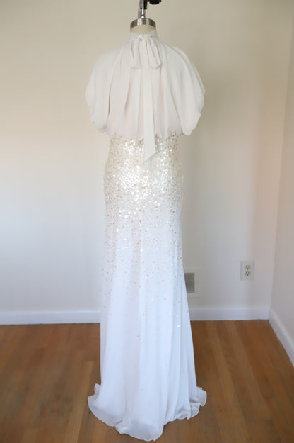 Vintage Mignon Silk Drape Sequin Bridal Gown