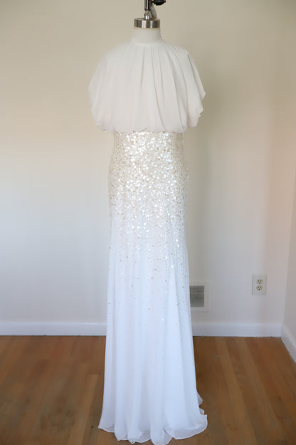 Vintage Mignon Silk Drape Sequin Bridal Gown