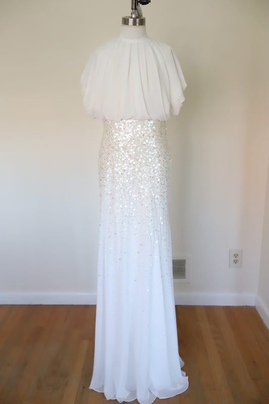 Vintage Mignon Silk Drape Sequin Bridal Gown