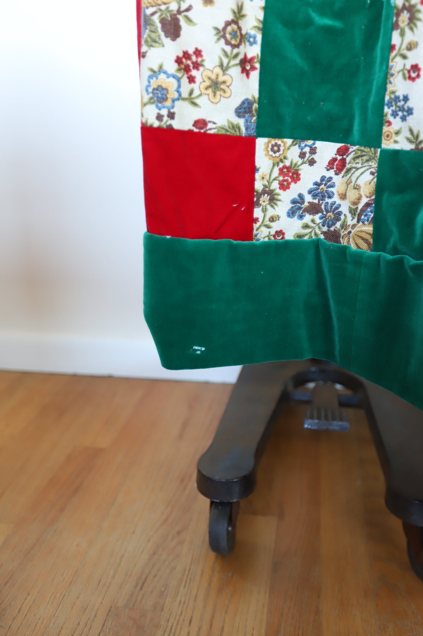 1970s Vintage Velvet Patchwork Christmas Skirt