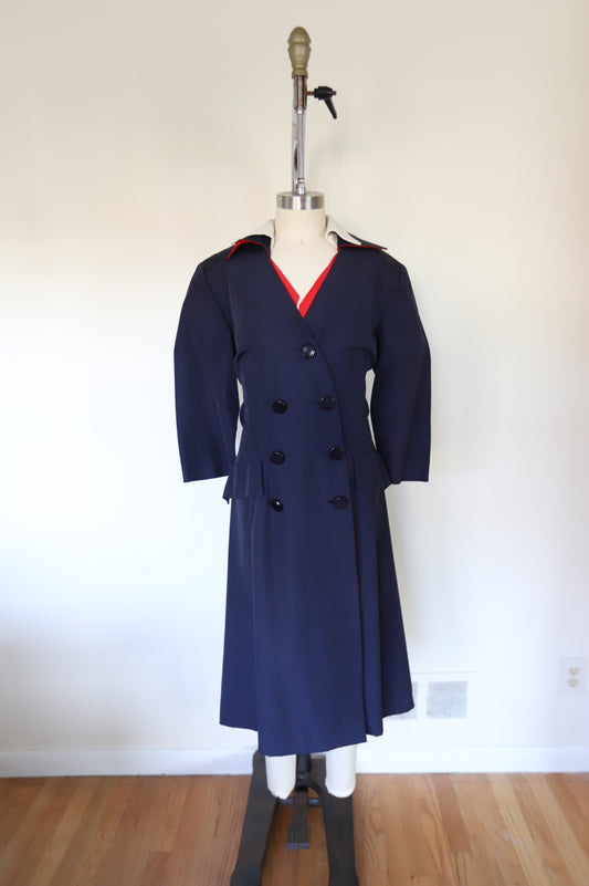 1940s Vintage Double Breasted Coat Dress