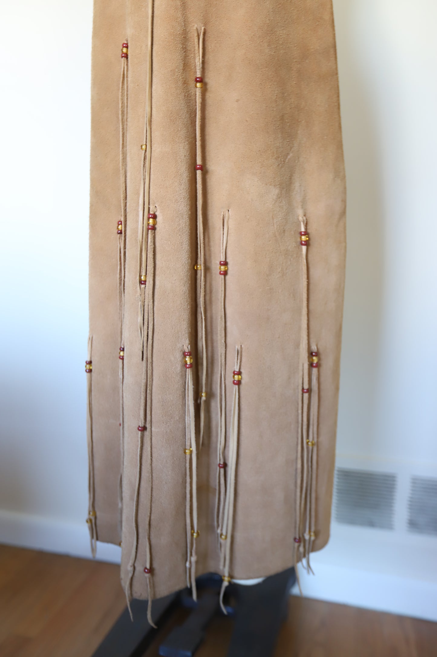 1970s Vintage Santa Fe Leather Company Suede Tassel Skirt