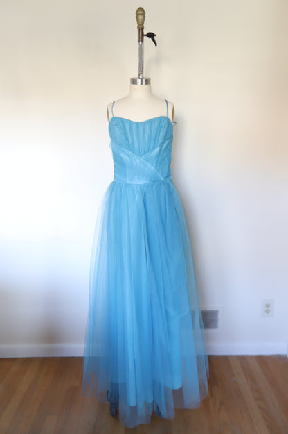 1950s Vintage Strapless Tulle Gown