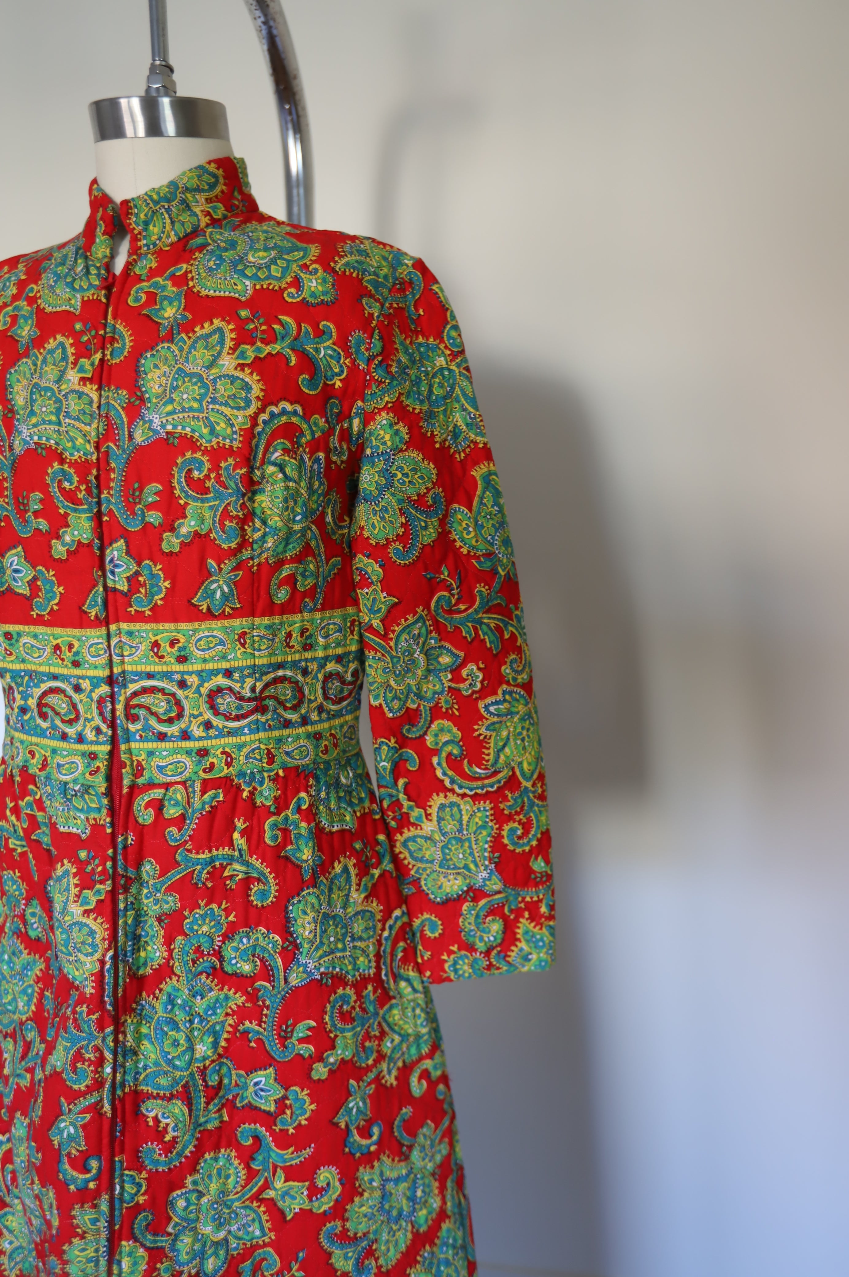 1960s Vintage Lanz Of Salzburg Paisley Quilted Fitted Duster Jacket