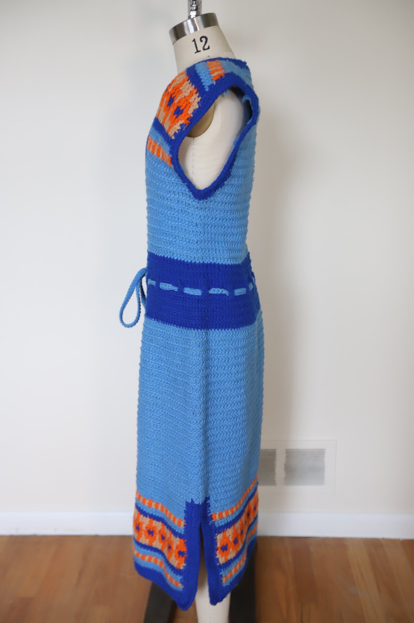 1960s Knit Crochet Blanket Dress