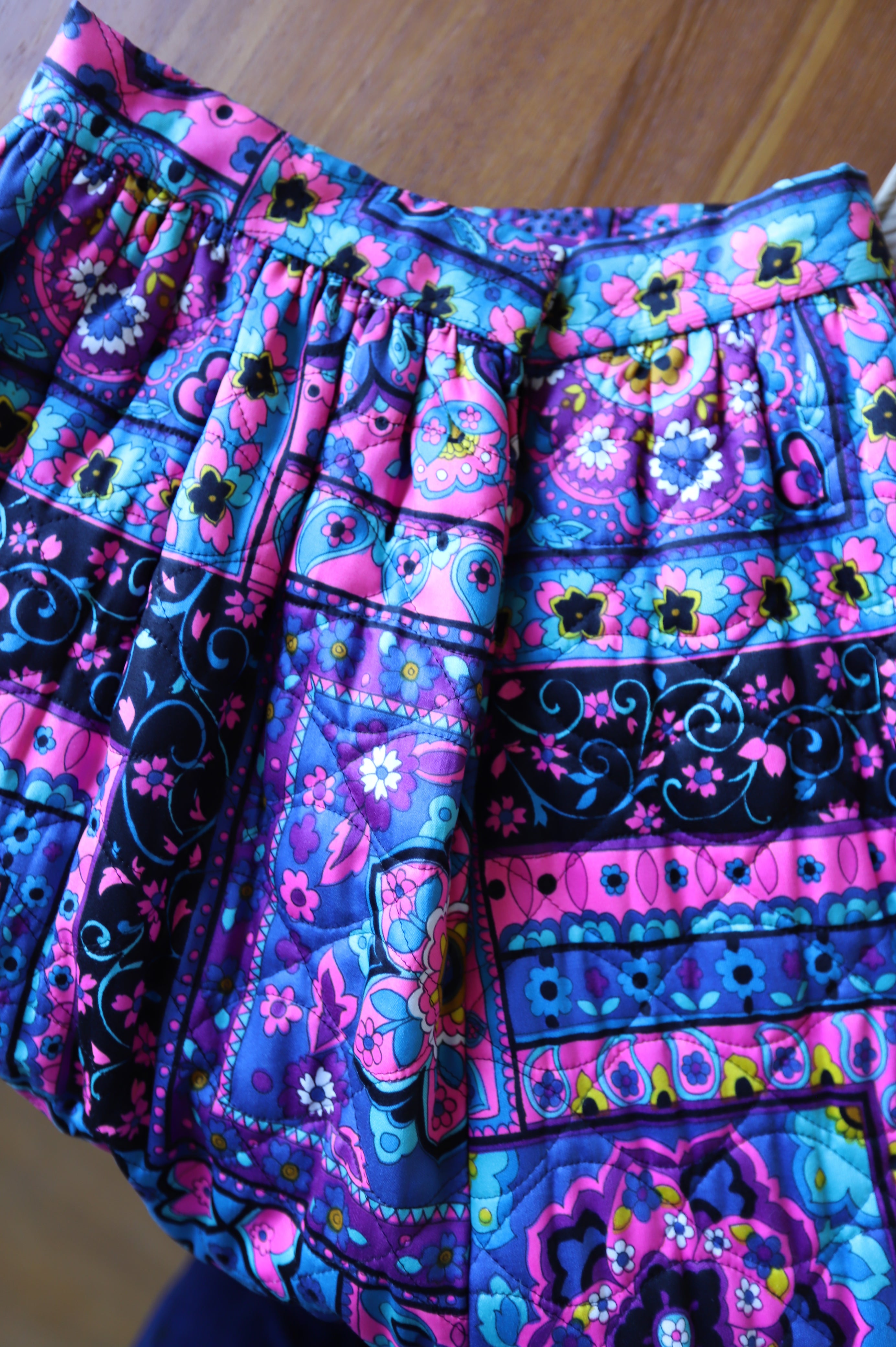 1960s Vintage Handmade Quilted Psychedelic Paisley Maxi Skirt