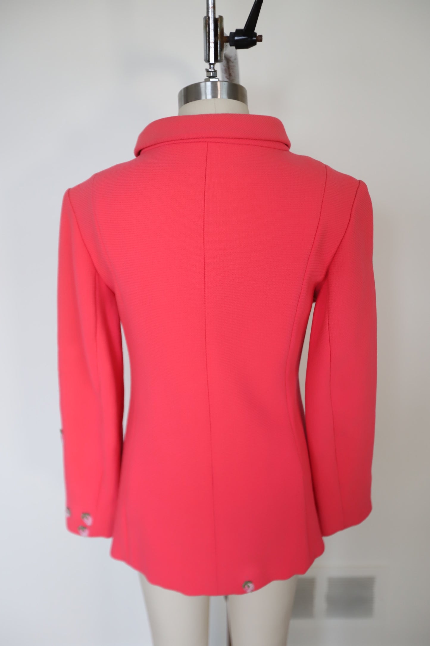 1960s Silk and Wool Asymmetrical Strawberry Embroidered Blazer