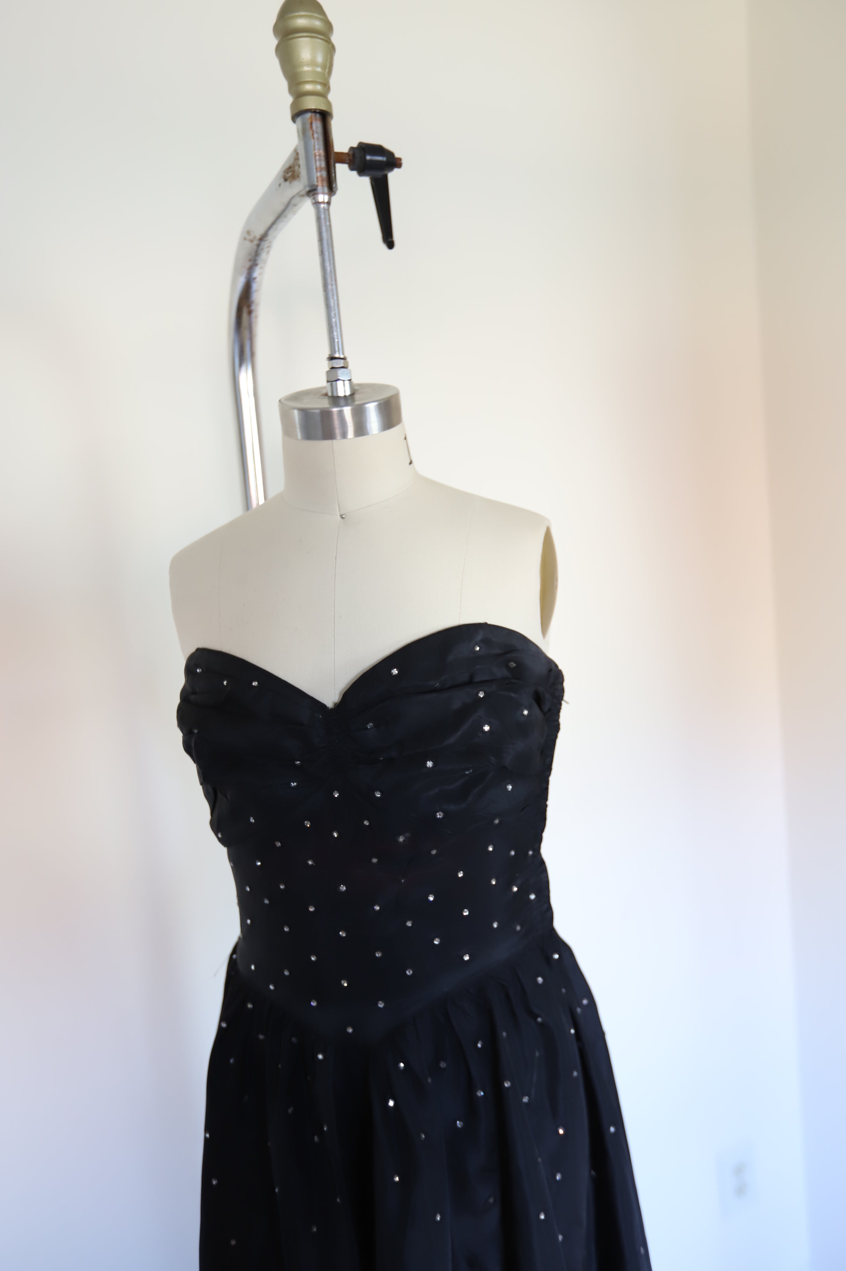 1950s Vintage Strapless Rhinestone Dress