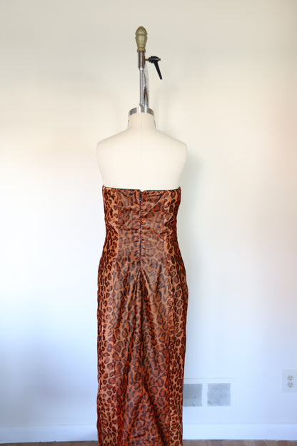 80s Vintage Strapless Studio 54 Ruched Pencil Midi Velvet Cheetah Dres Allegra Vintij 80s Vintage Strapless Studio 54 Ruched Pencil Midi Velvet Cheetah Dres Allegra Vintij