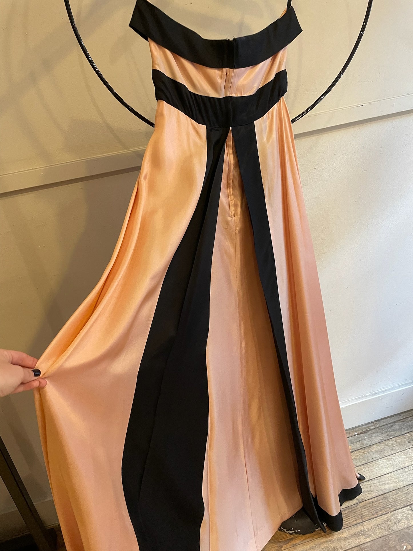 60s/70s Strapless Ribbon Gown