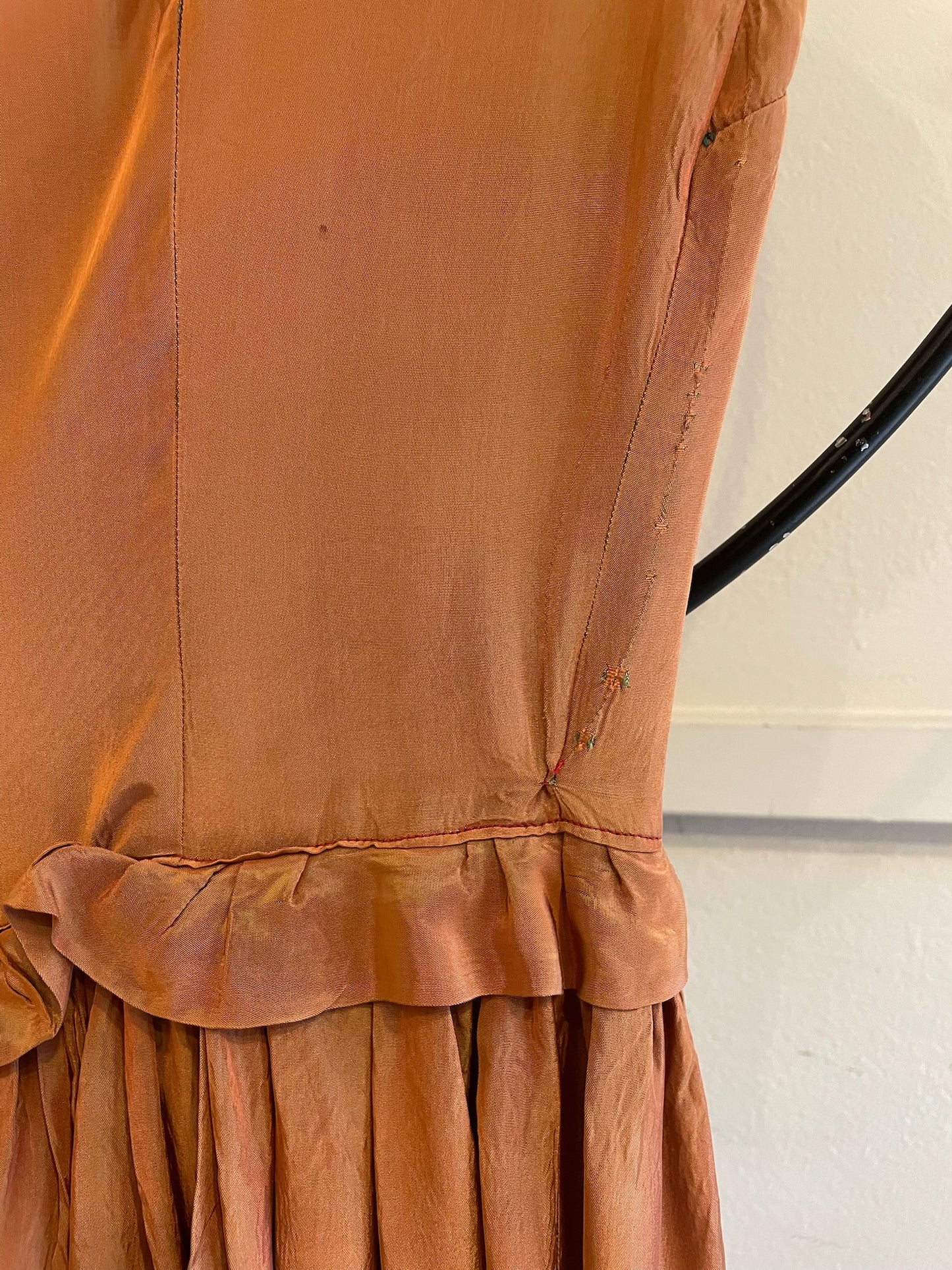 40s Peach Lurex Ruffle Dress