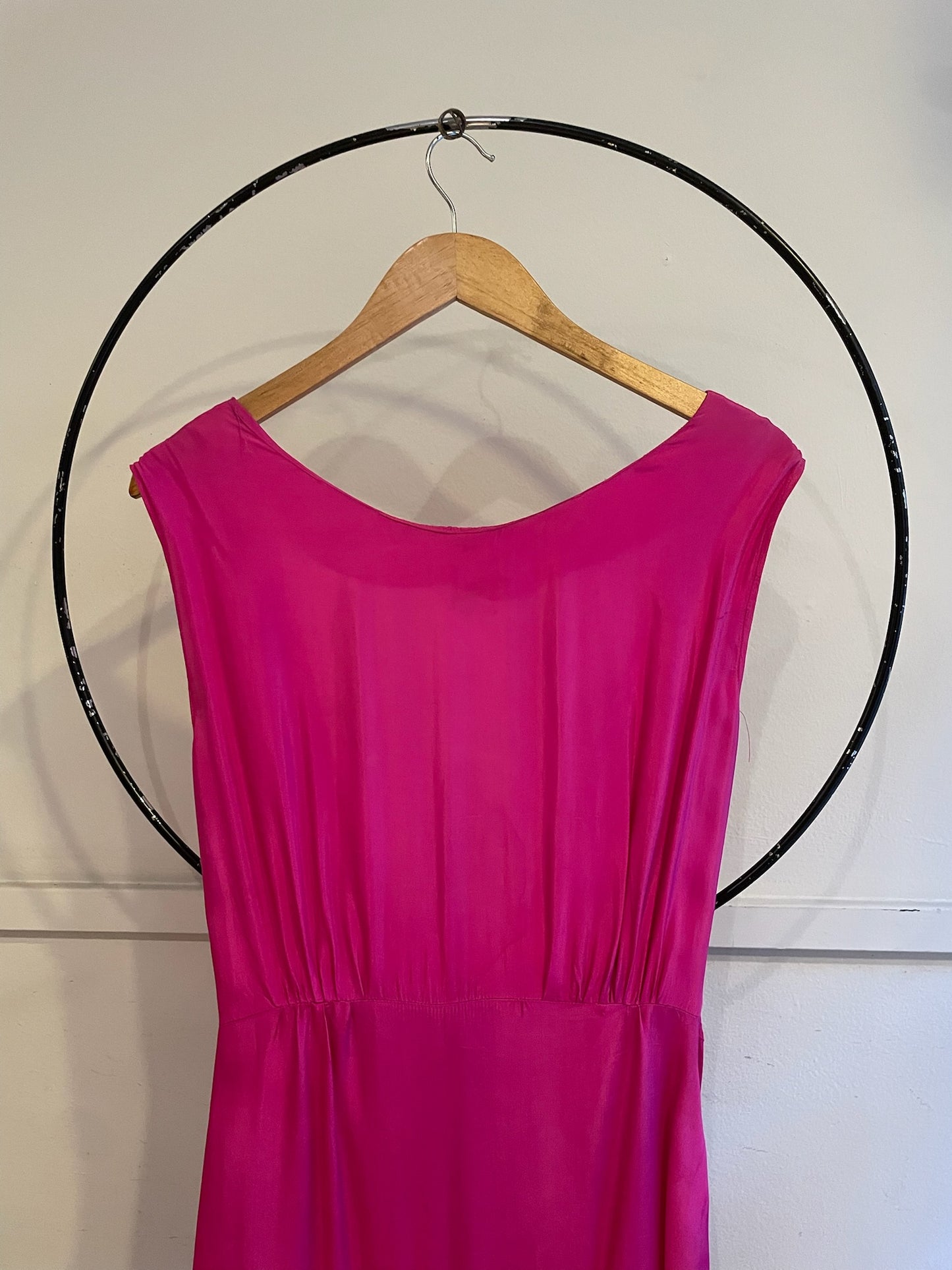 90s Backless Hot Pink Satin Dress