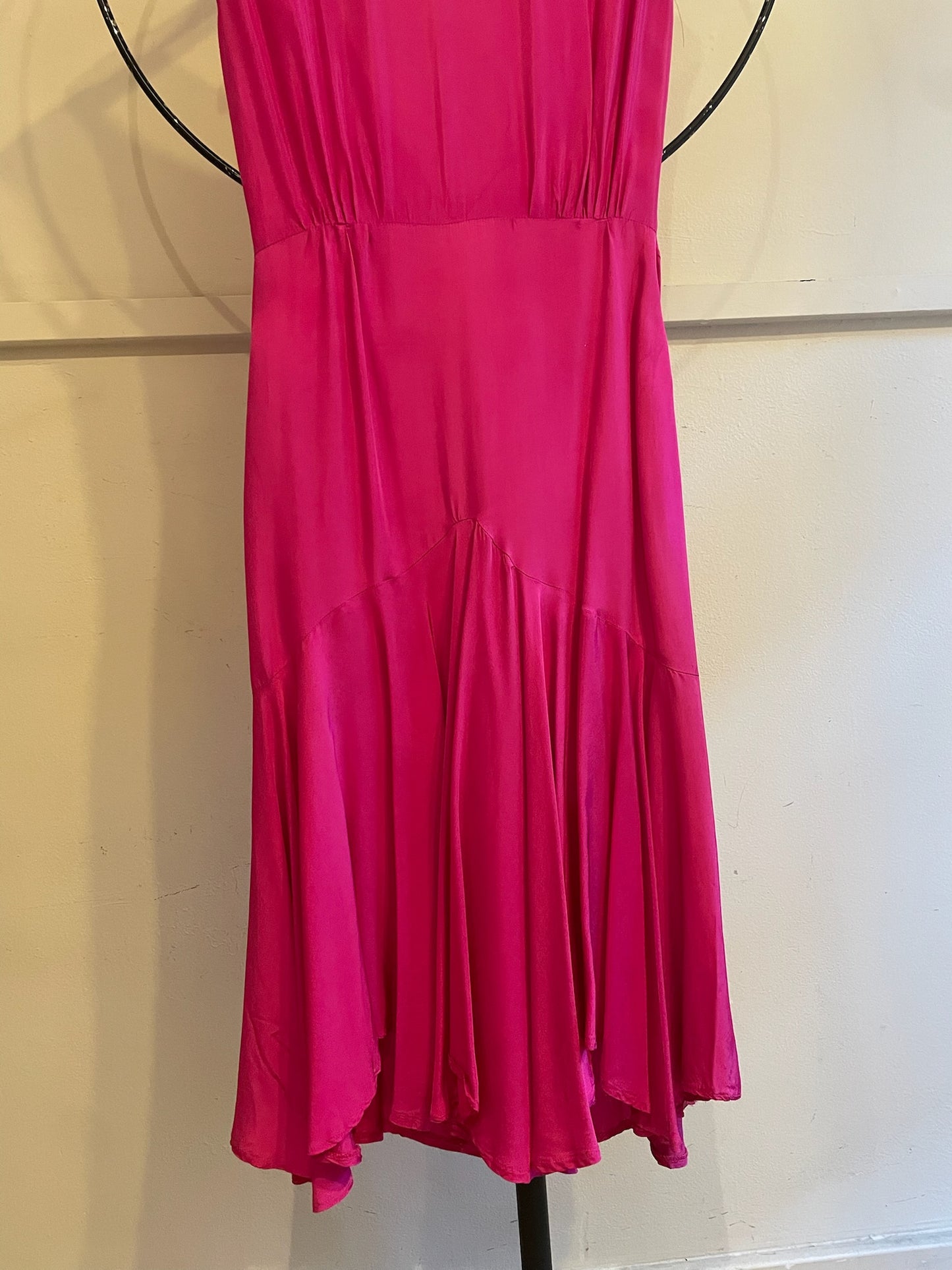 90s Backless Hot Pink Satin Dress