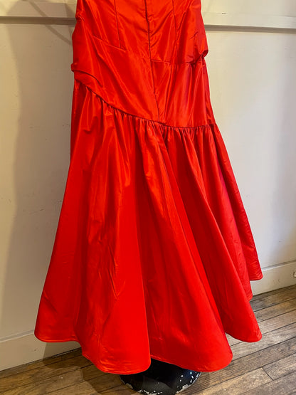 80s Strapless Bow Crinoline Dress W/Sweetheart Neckline